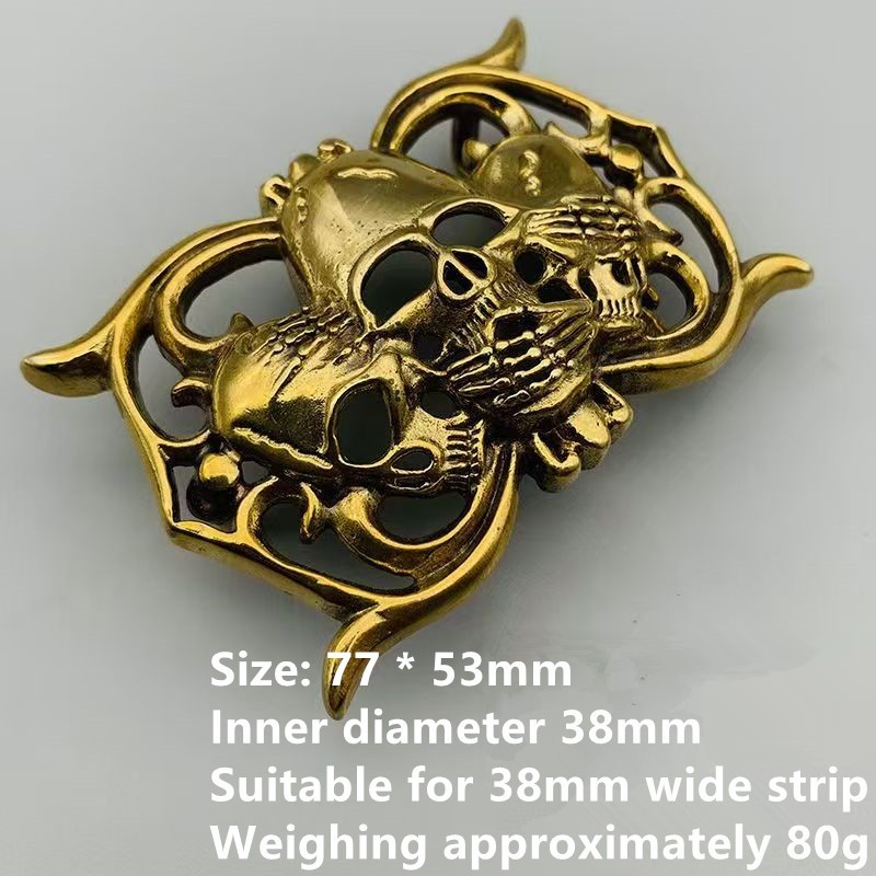 Pure copper skull belt buckle copper creative men&rsquo;s brass smooth buckle