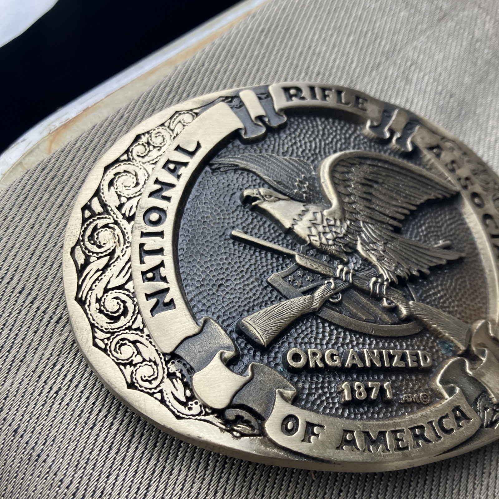 NATIONAL RIFLE ASSOCIATION OF AMERICA BELT BUCKLE SOLID BRASS
