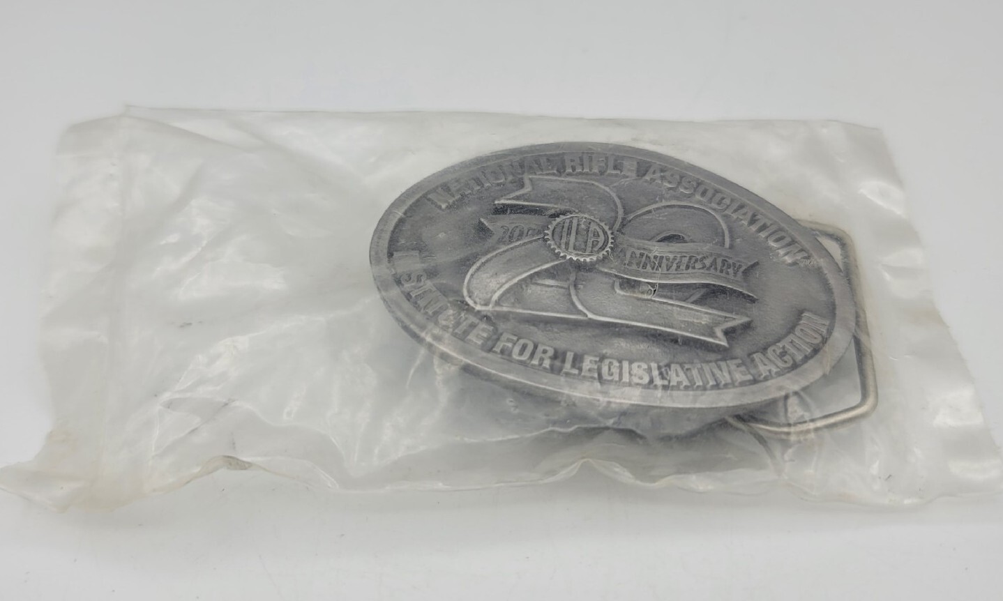 Vtg Belt Buckle Gun NRA ILA 20th Anniversary 3d Lion Shape Chape & Prong NEW