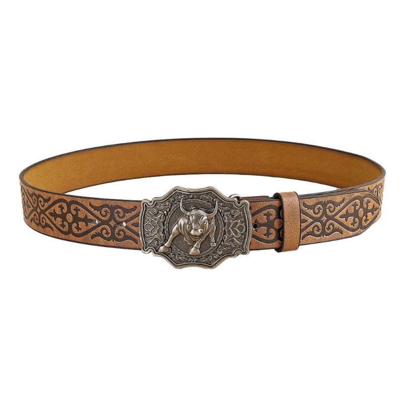 Man Belt PU Leathers Western Cowboy Vintage Waist Belt Causal Waistband Jeans