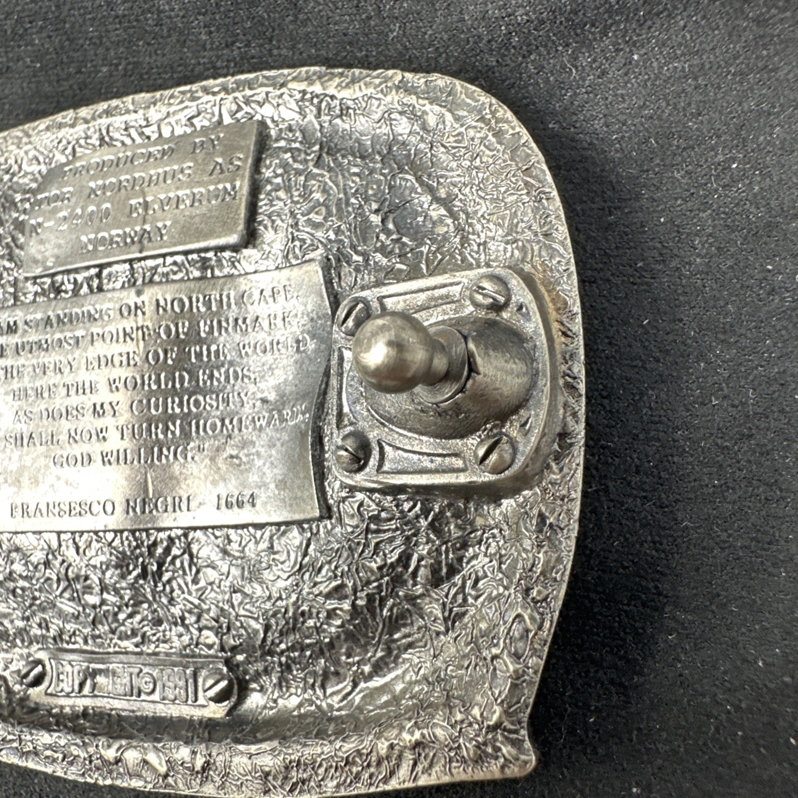 Vtg Tor Nordhus Belt Buckle North Cape Viking Ship Land Midnight Sun Norway &rsquo;91