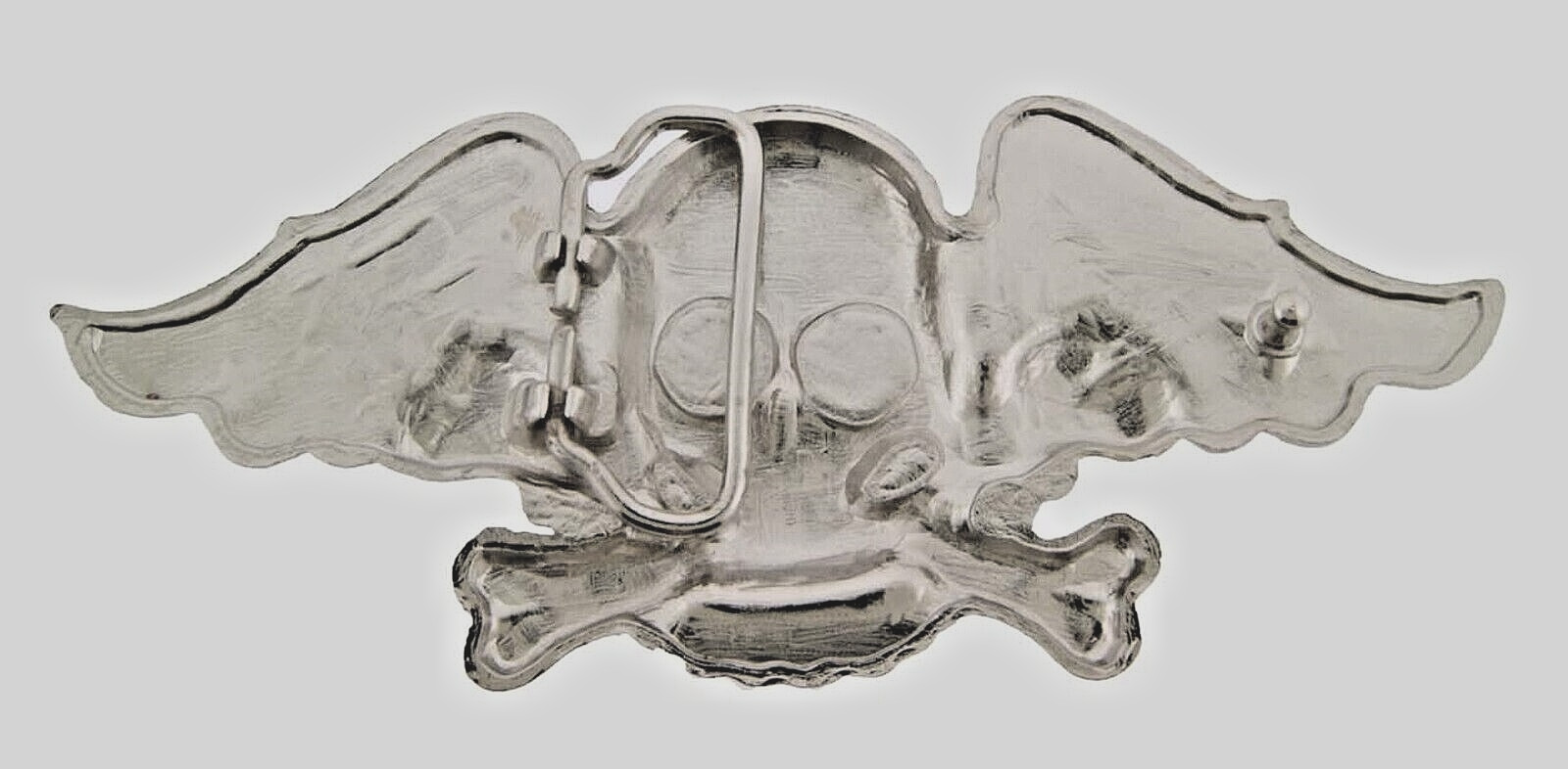Skull Belt Buckle Skeleton Feather Silver Metal Halloween Pirate Costume Cosplay