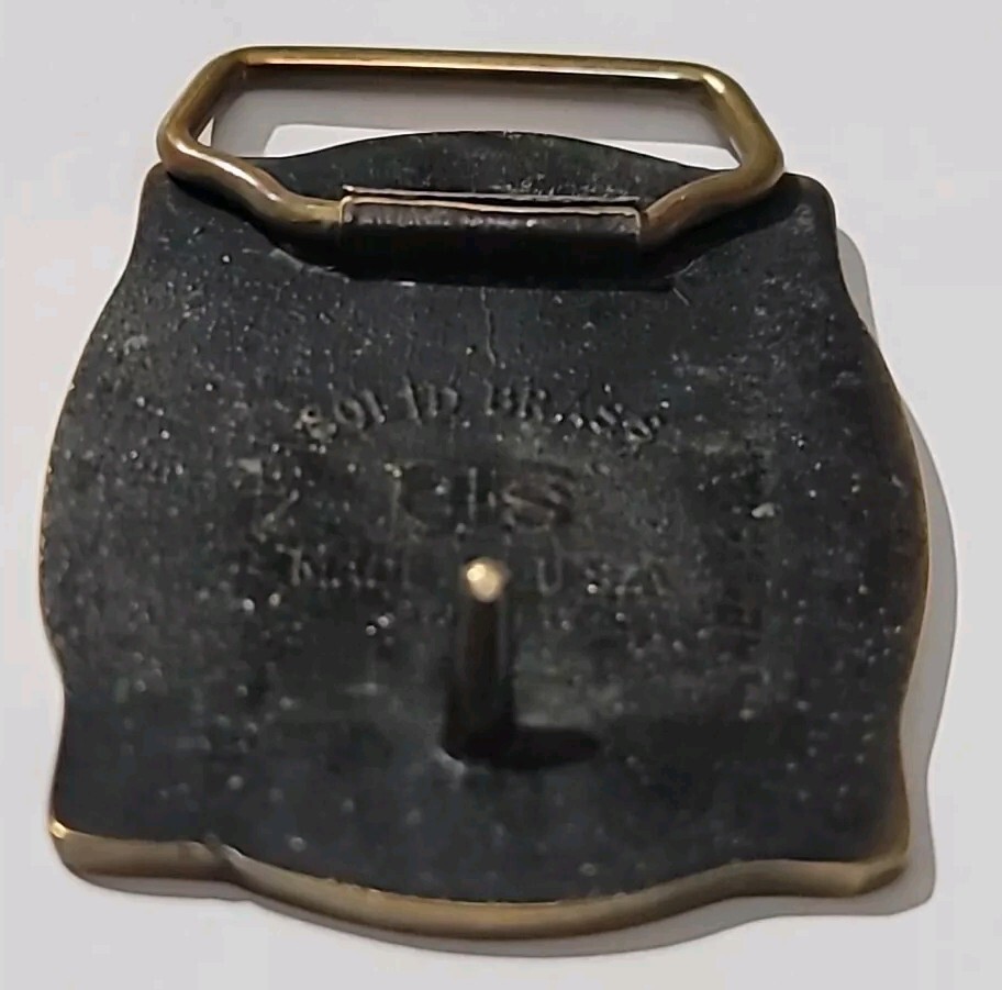 Vintage Belt Buckle Solid Brass Steam Engine Train 1978 BTS Used Made In The USA