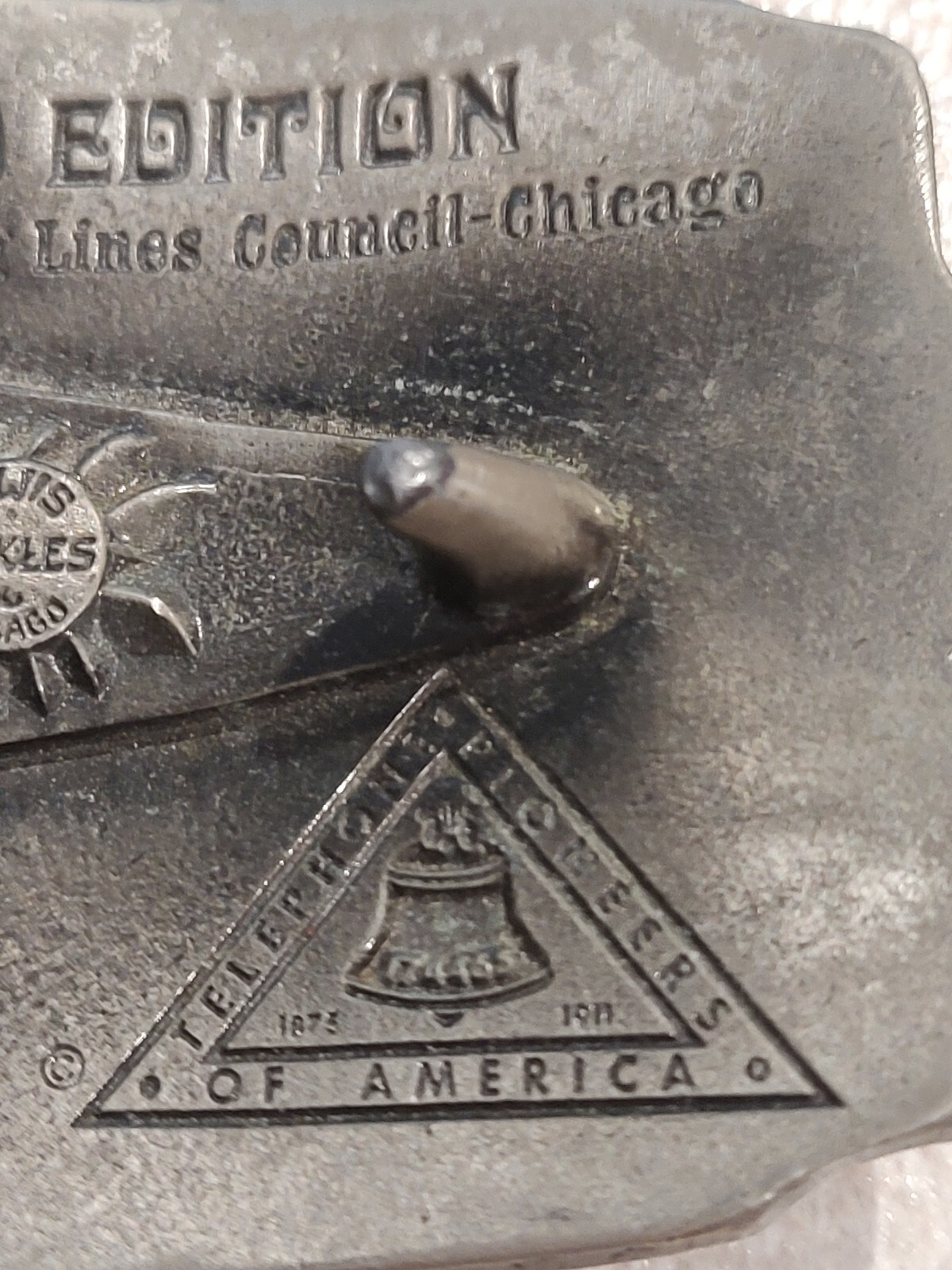 Vintage Lewis of Chicago Telephone Industry Belt Buckle 100 Years 1876-1976 USA