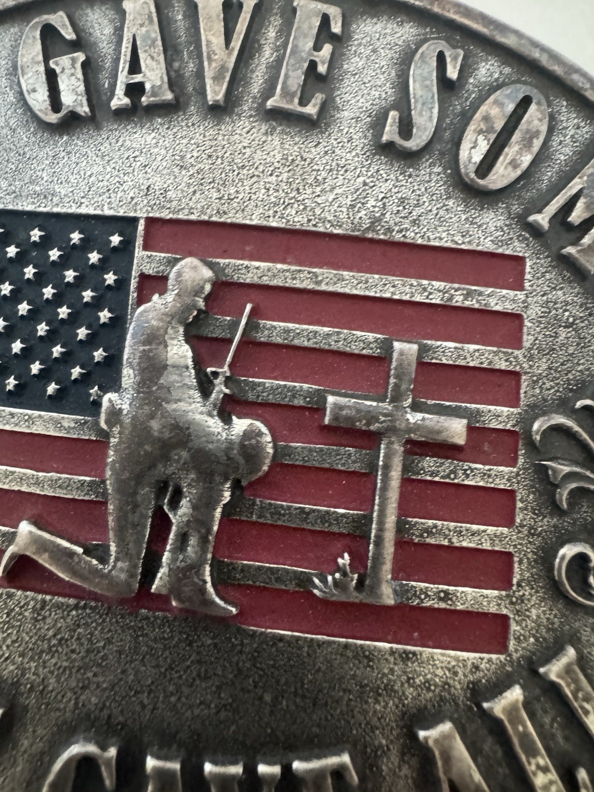 Silver Belt Buckle Cody James Men&rsquo;s Flag Patriotic Military Memorial Oval Large
