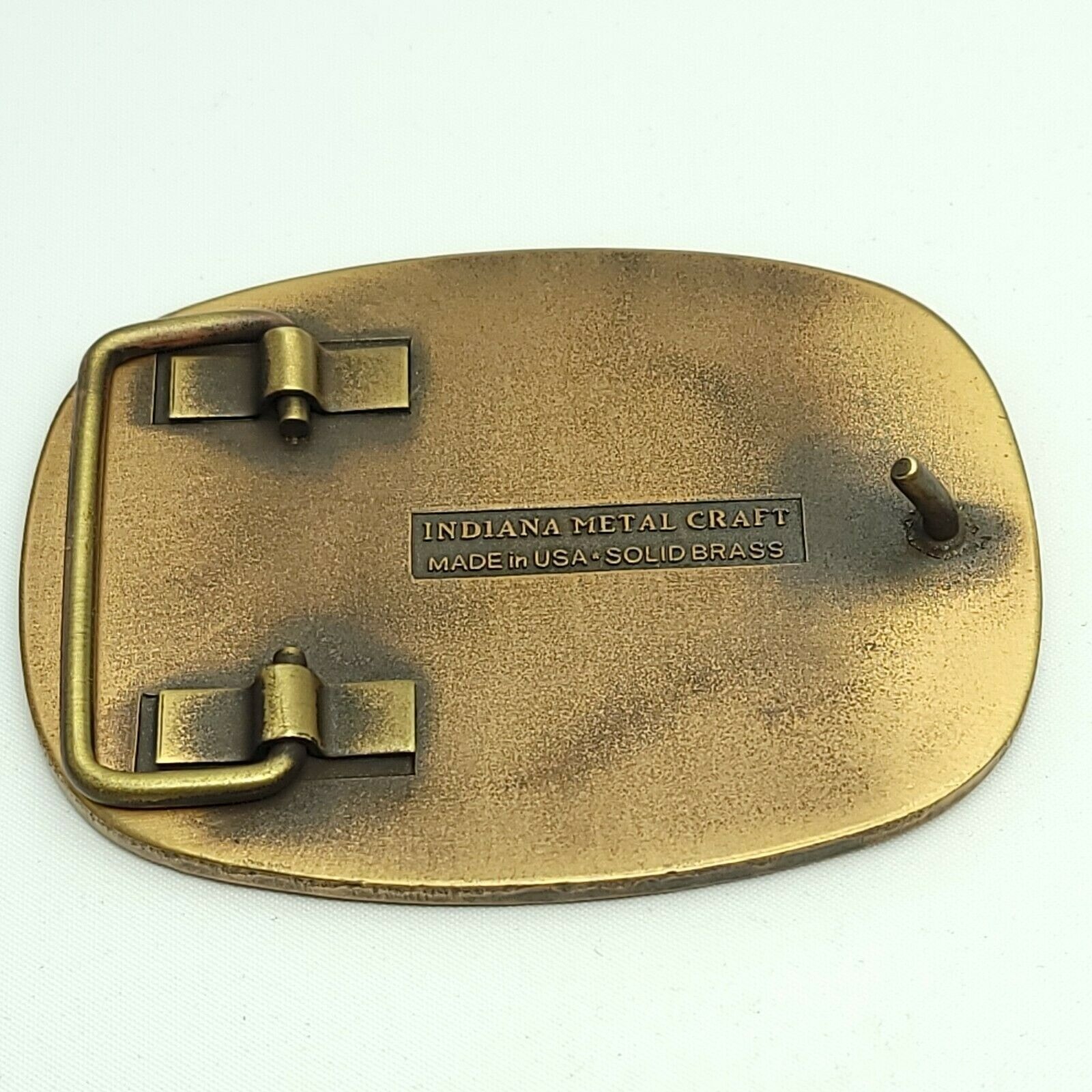 Solid Brass Belt Buckle Western Mining Electrical 1983 Indiana Metal Craft USA