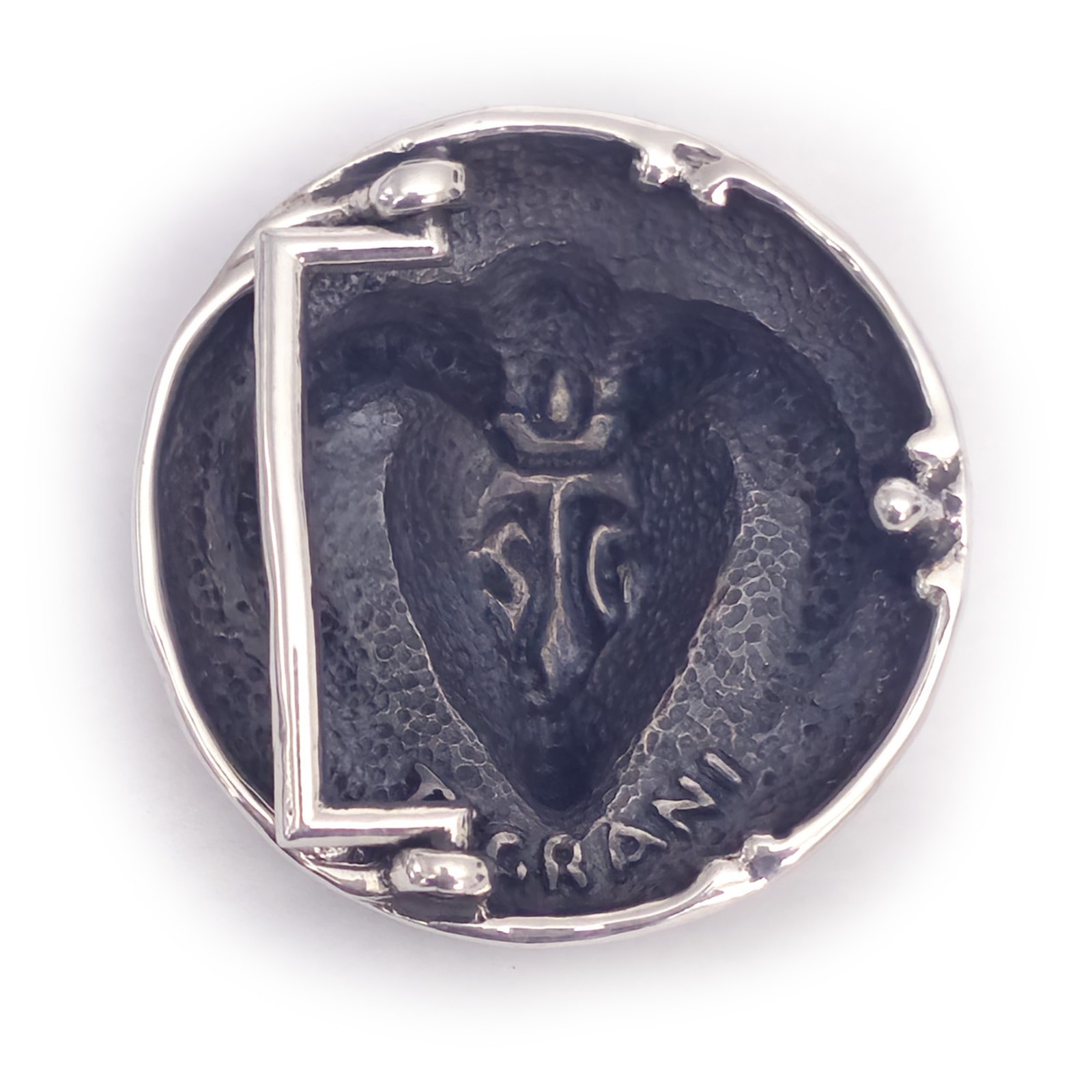 Aries Ram Head Sterling Silver Round Belt Buckle