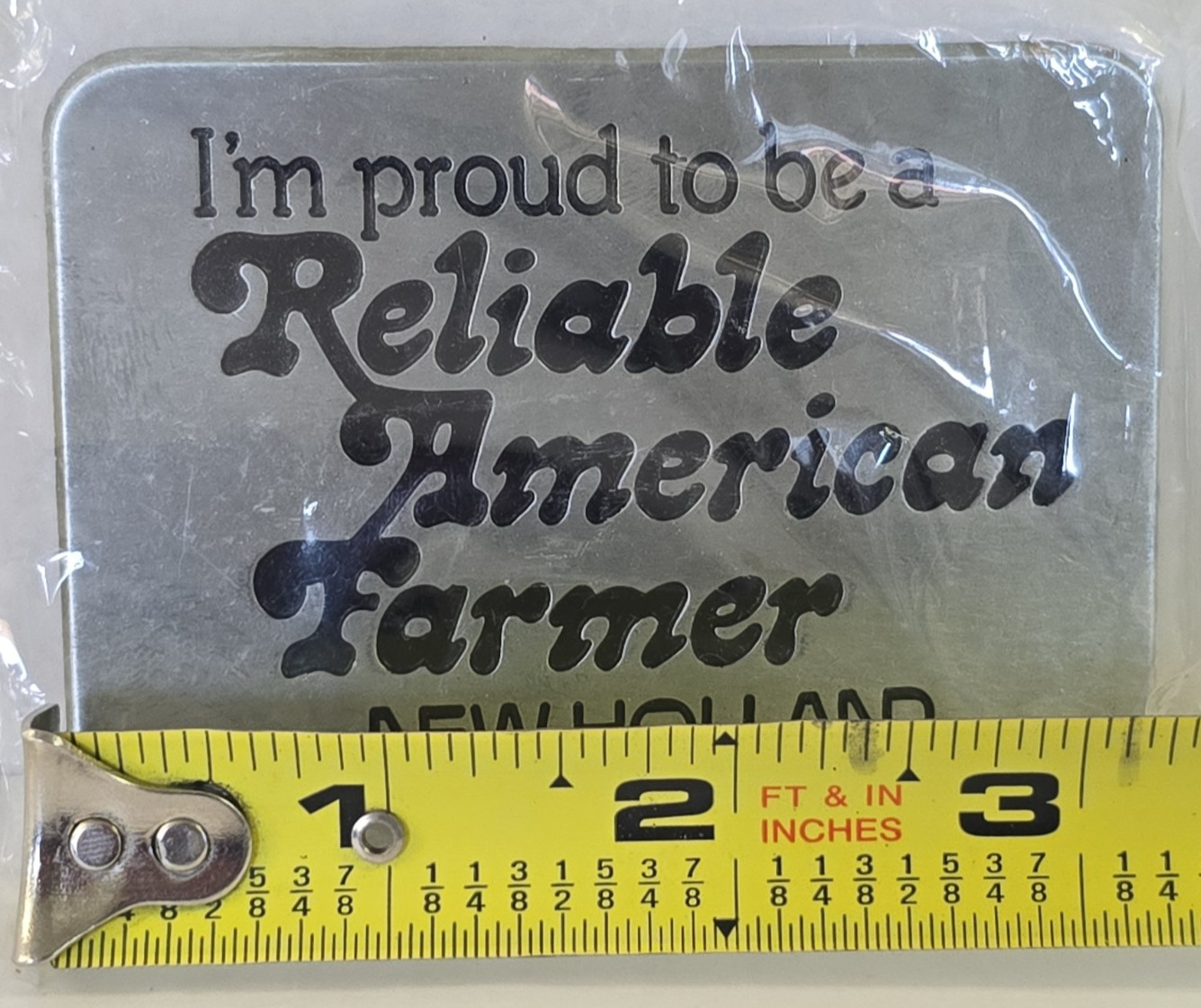 Vintage 1982 New Holland American Farmer Men&rsquo;s Belt Buckle Pewter 3.5 inches