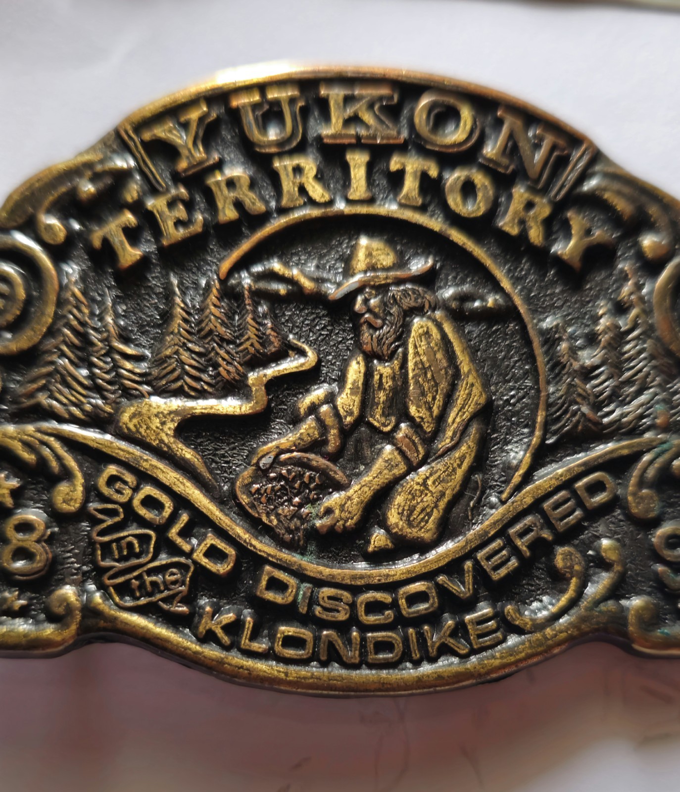 Yukon Territory Klondike Gold Rush 1896 Metal Belt Buckle Antique Finish 1.5&Prime;