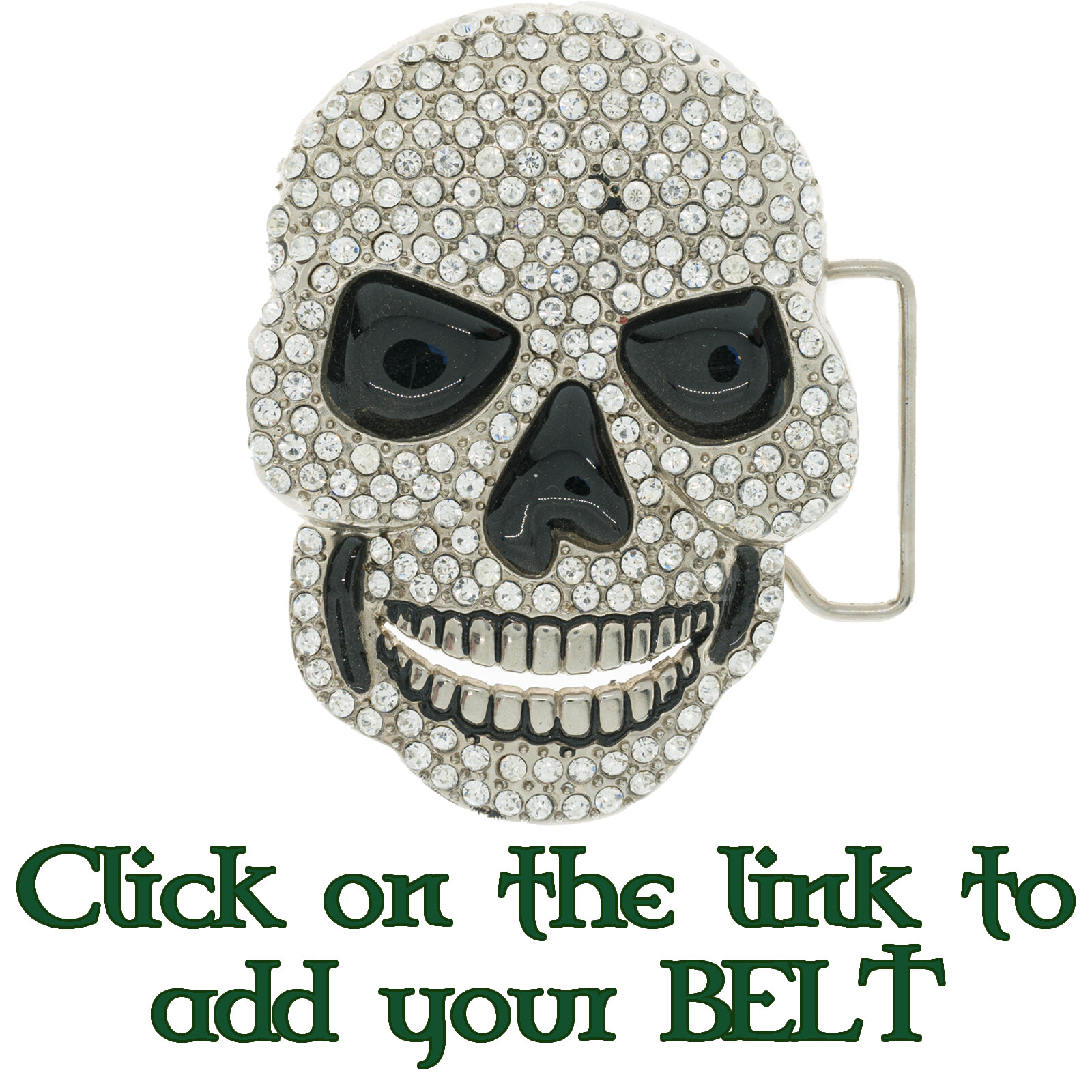 Bling Diamante Skull Buckle Biker Metal Gothic Celtic Viking Emo Skeleton Dead