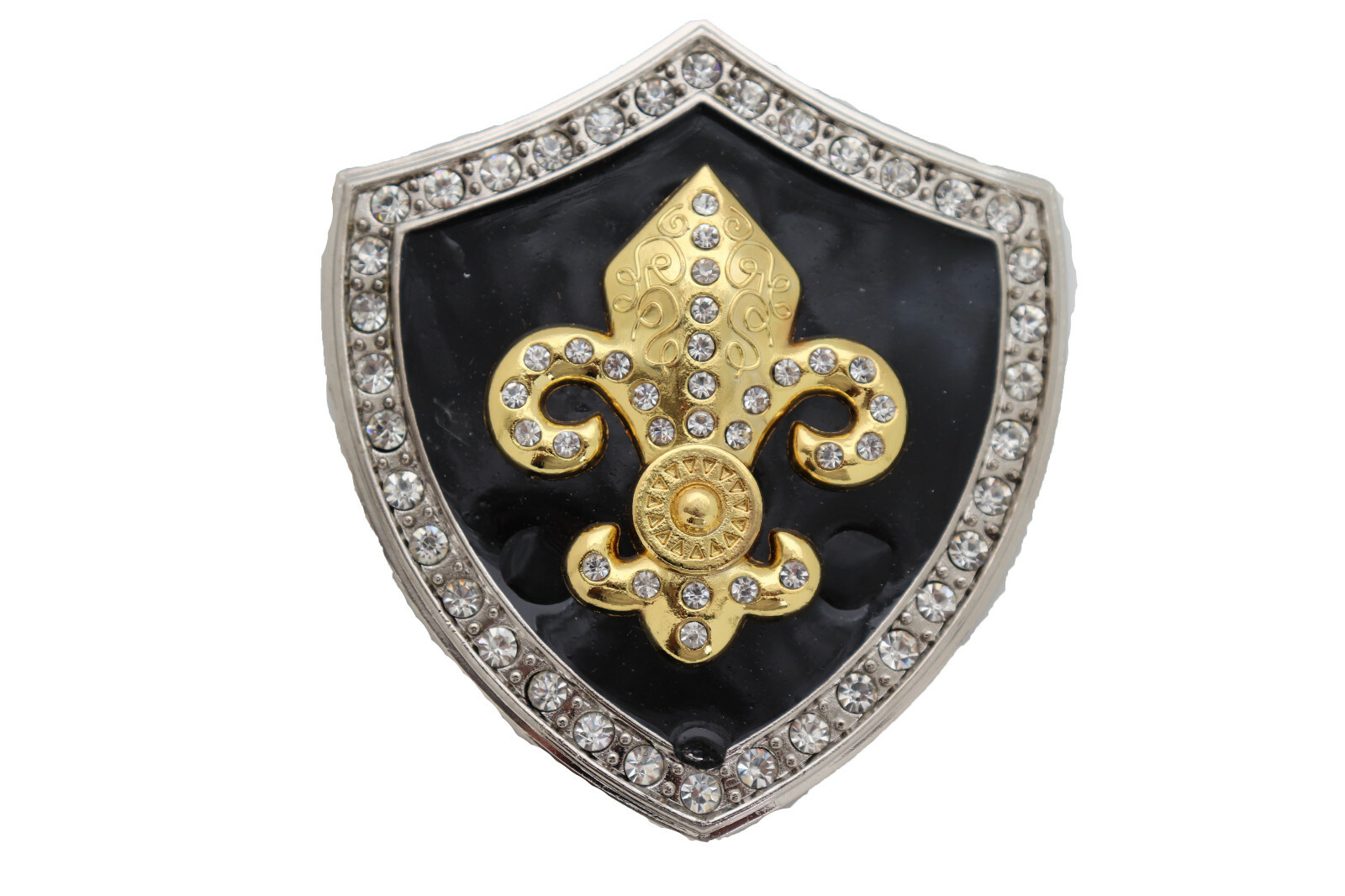 Men Belt Buckle Silver Metal Western Gold Fleur De Lys Lily French Symbol Flower