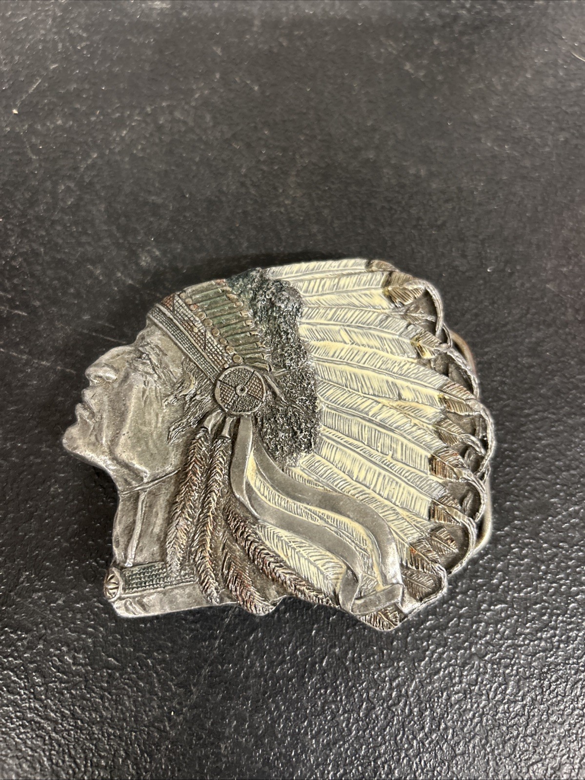 BERGAMOT 1993 SISKIYOU DIAMOND CUT Indian Chief Native Cowboy Belt Buckle #154