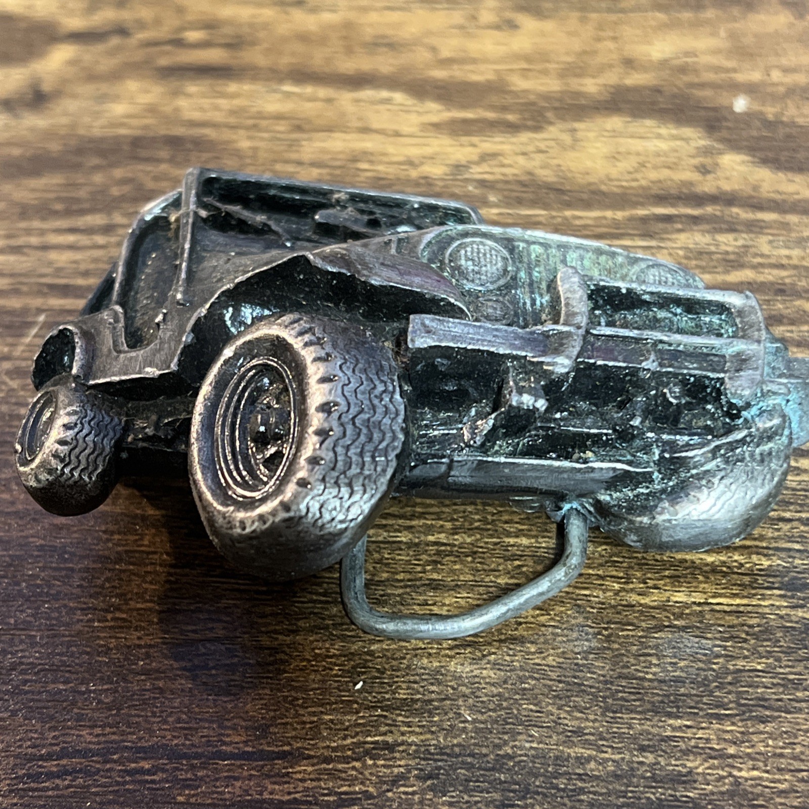Vintage 1978 « 4×4 » 3D Pewter Jeep Bergamot Brass Works Belt Buckle # J-39