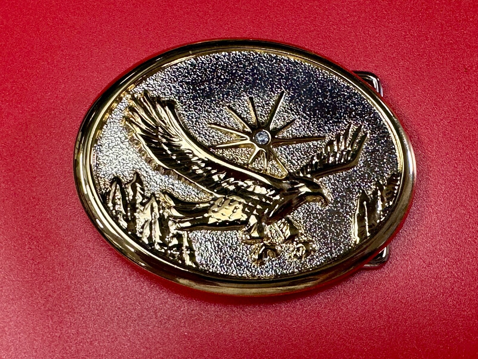 Majestic American Eagle Flying Wings Wide W/ Starburst Two Tone NOS Belt Buckle
