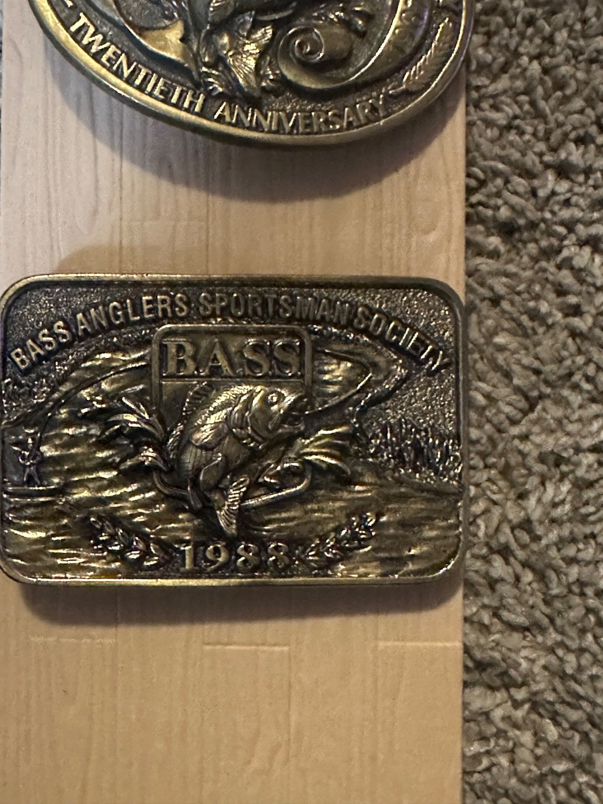 VTG Belt Buckle BASS ANGLERS SPORTSMAN Brass Fish Freshwater Fishing 1988