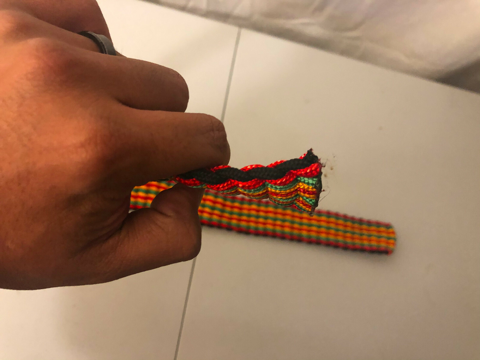 Handmade Nylon braided Men Women Belt Red Yellow Green Black 48in No Buckle