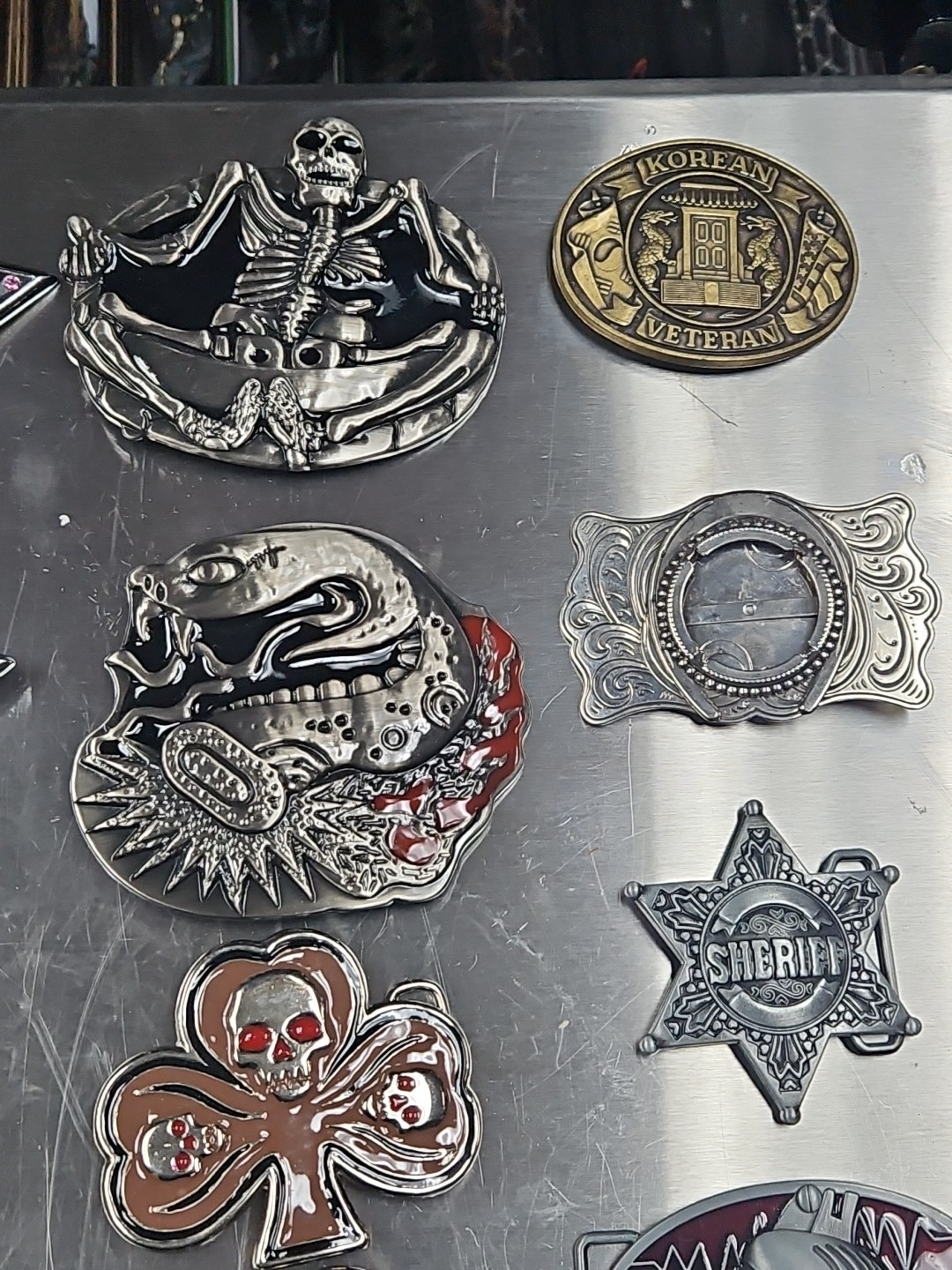 Vintage LOT OF 20 belt buckles 2000s Chrome BRASS metal Some New Some Old LotE
