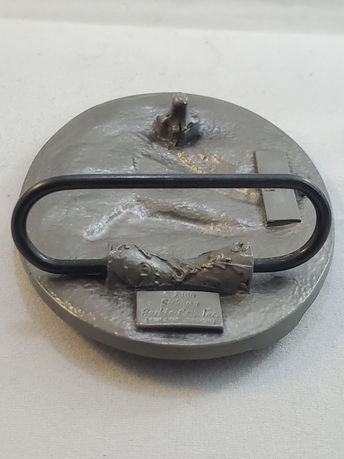 Black Enameled Diamond Cut Pewter Horse Buckle