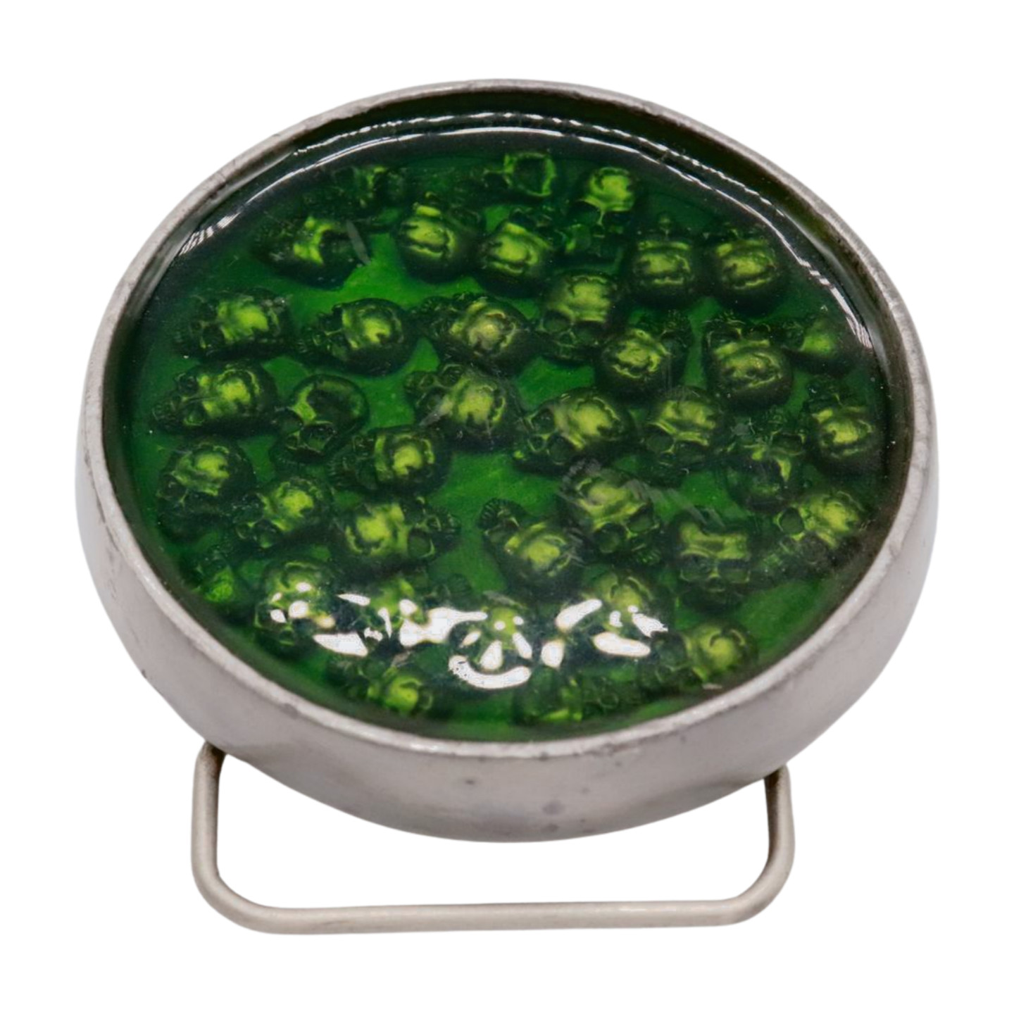 New Men Women Silver Metal Belt Buckle Skulls Biker Western Fashion Green Color