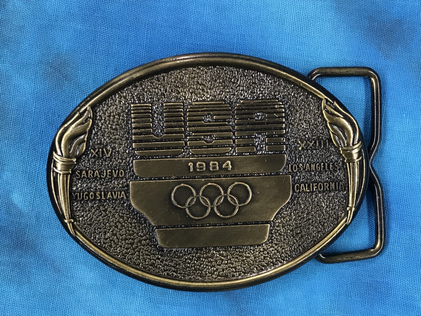 vintage 1984 LOS ANGELES USA OLYMPICS BELT BUCKLE summer games 80s California