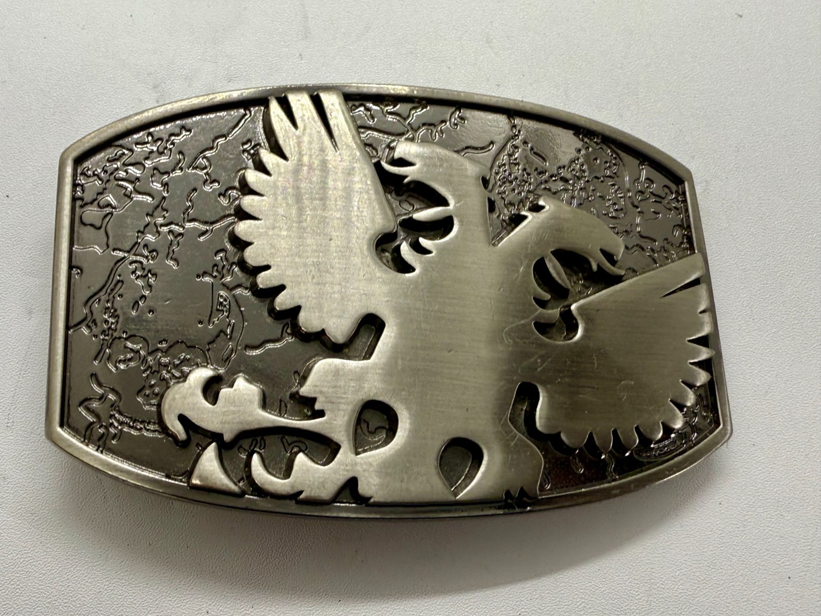 Eagle Phoenix Bird Spreading Wings Multi Layer Silver Color Belt Buckle