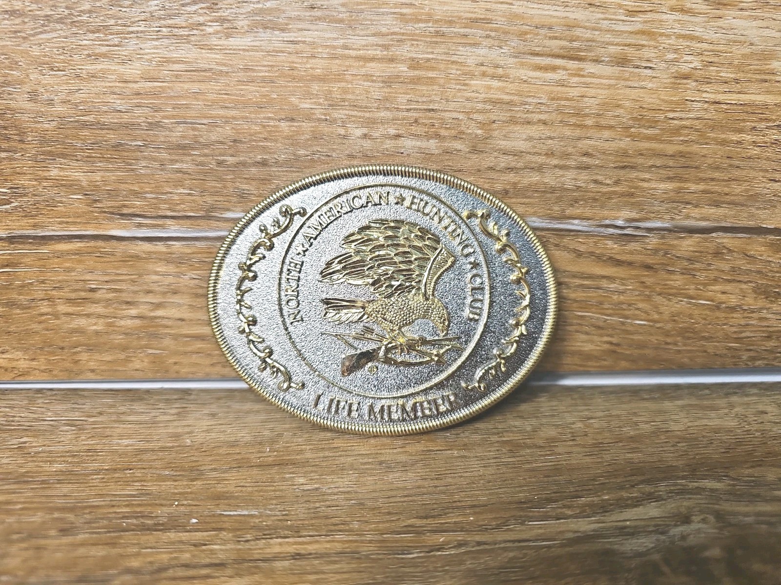 Nice Vintage North American Hunting Club Life Member Belt Buckle w/ Eagle