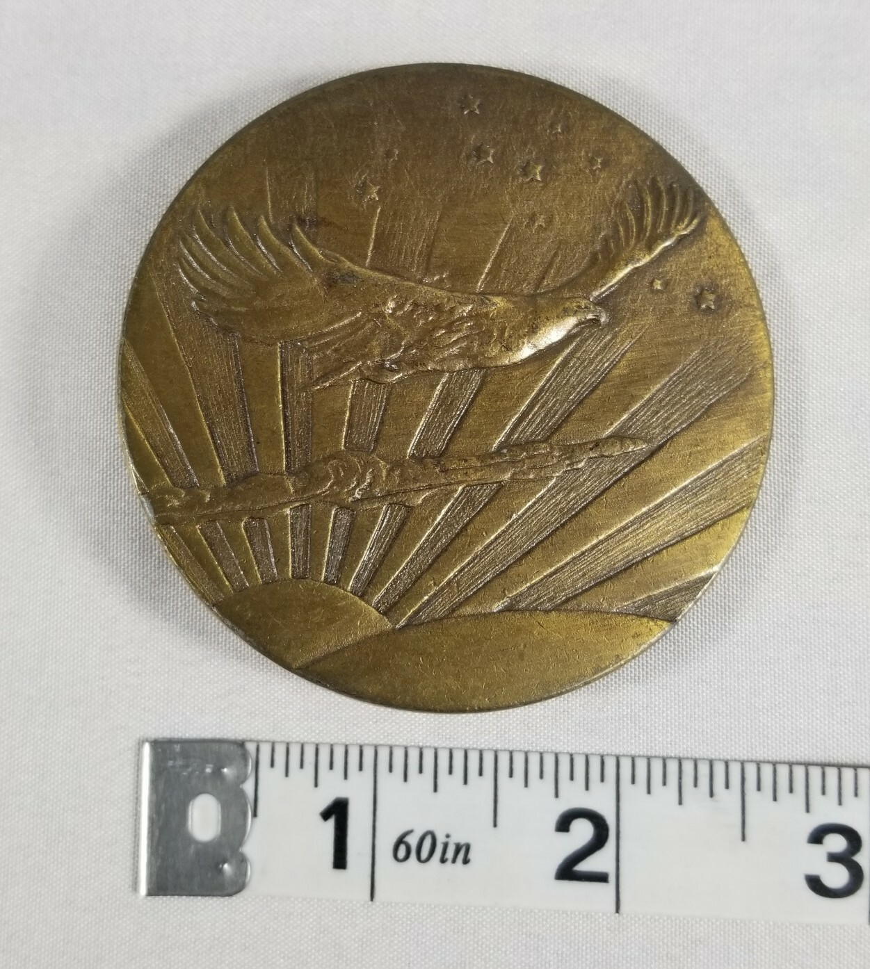 Bald Eagle Flying Into The Sunset Belt Buckle, Stars, Made In The U.S.A, Used