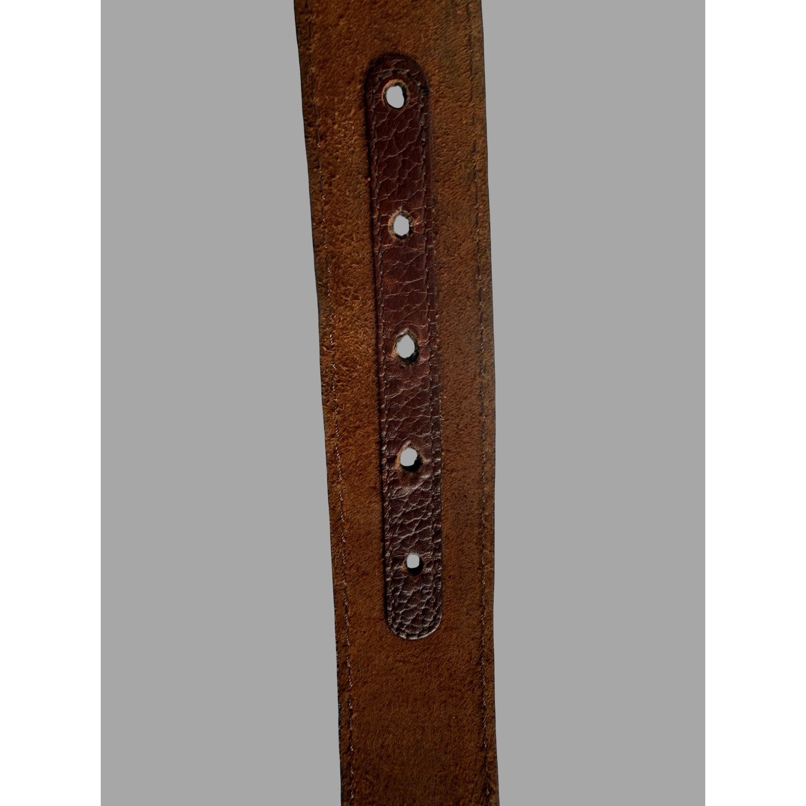 Larry Mahan Brown Genuine Leather Belt Silver Buckle 40&Prime; Length Made in China