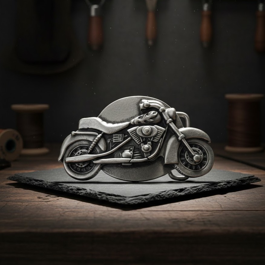 Motorcycle Belt Buckle Rose Gold Luxury Biker Accessory Elegant High Quality