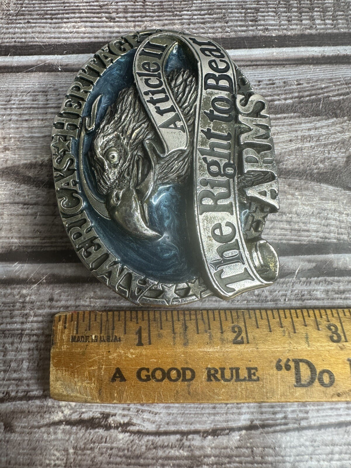 America&rsquo;s Heritage Right To Bear Arms Article II Belt Buckle 1984 H1605 USA