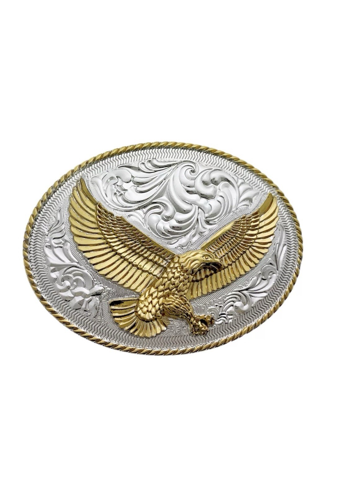 Eagle Belt Buckle New Men Gold Engraved Silver Metal Western Style Cowboy Rodeo