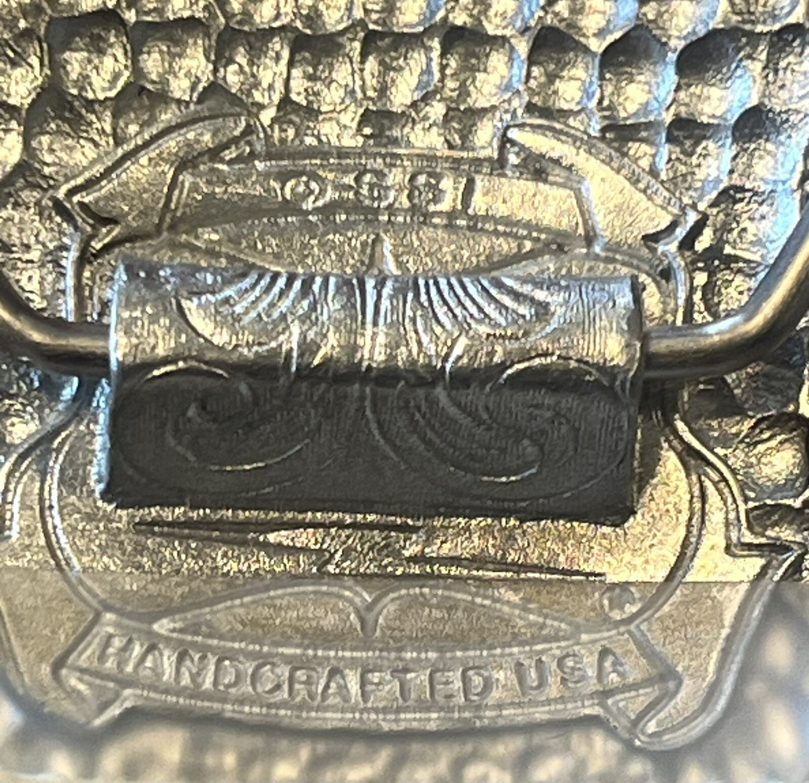Vintage SSI Metal Handcrafted Belt Buckle Horses And Indian Nature Wildlife USA