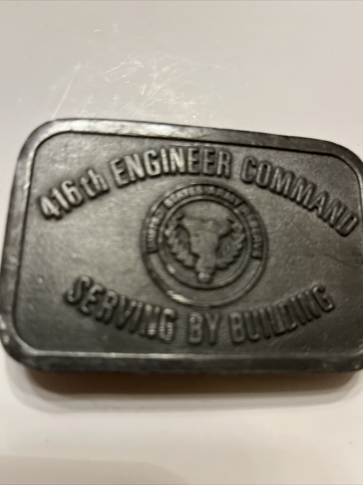 416 Engineer Command Serving Building Army Reserve Service Vintage Belt Buckle
