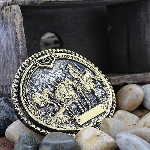 Montana Silversmiths Western Belt Buckle Pack Horses Antiqued 61333P