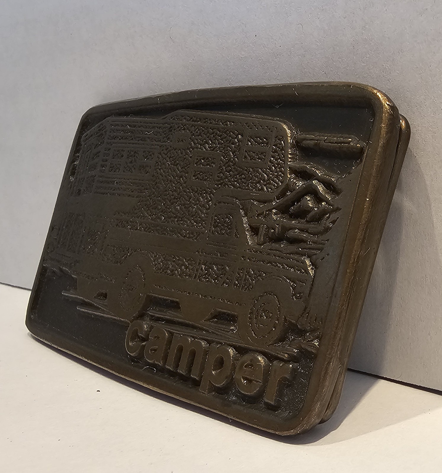 Vintage, 1975, FORD TRAVEL TRAILER / CAMPER, Brass Belt Buckle MENS Collectible