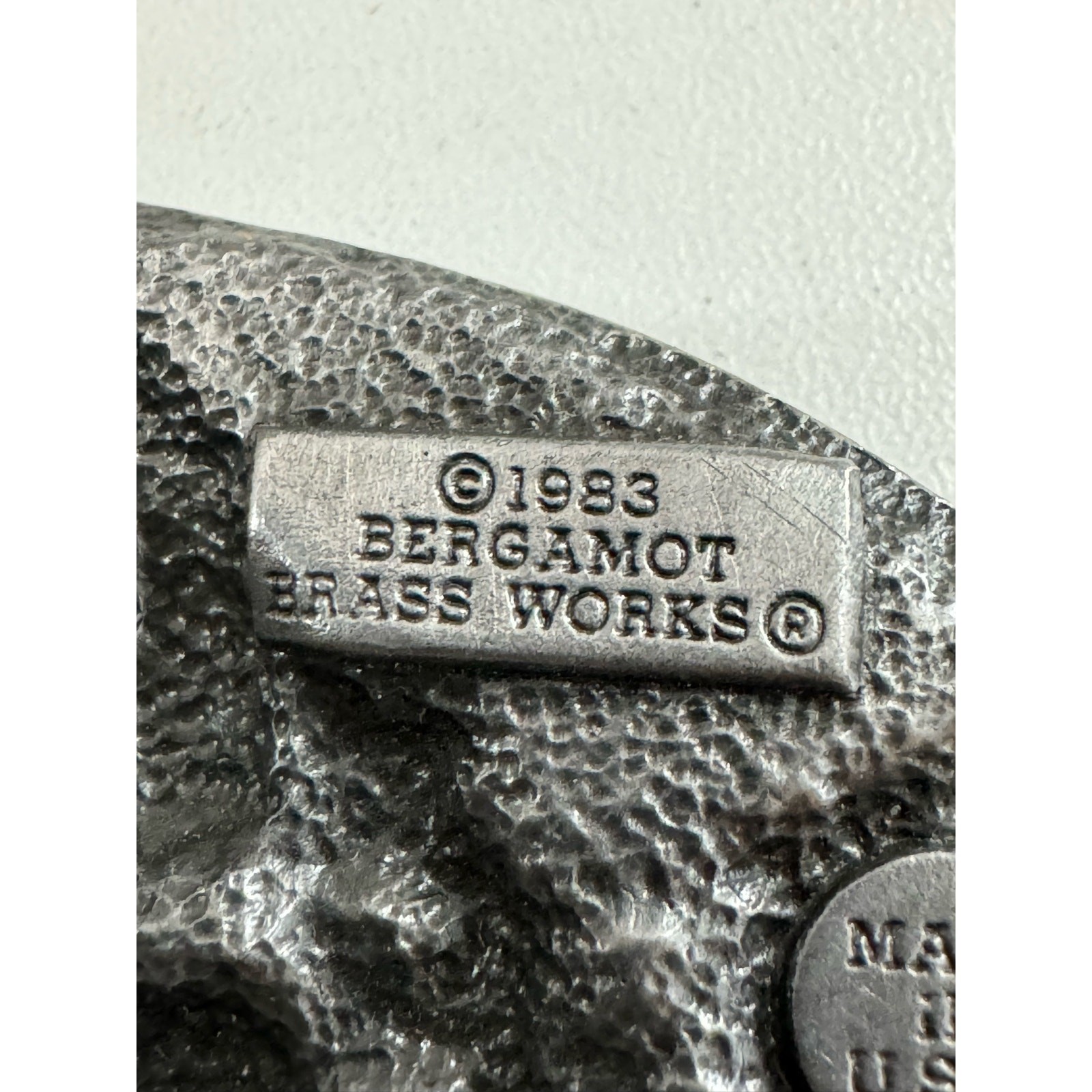 Bergamot 1983 Vintage Brass Works Belt Buckle Sailing Ship w/Belt