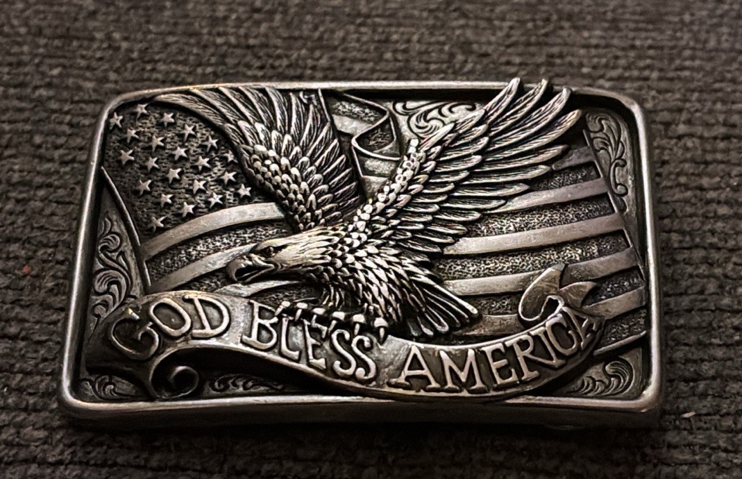Nocona God Bless America Buckle American Flag Belt Buckle 37015 NEW