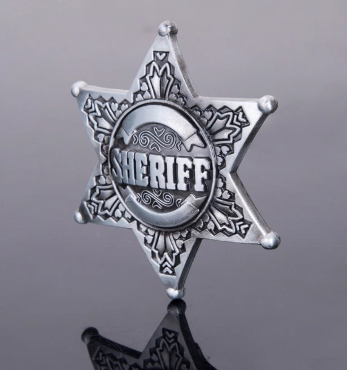 Pewter Sheriff Cop Star Badge Belt Buckle