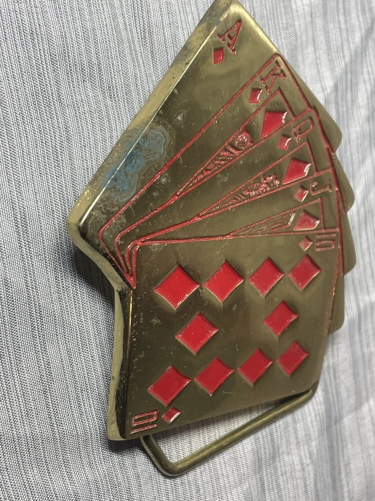 Vintage Baron 5937 Solid Brass Royal Flush Playing Cards Belt Buckle