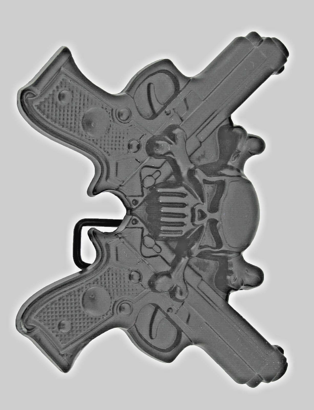 Skull Belt Buckles Black Metal Vintage Halloween Gun Pistols Pirate Skeleton