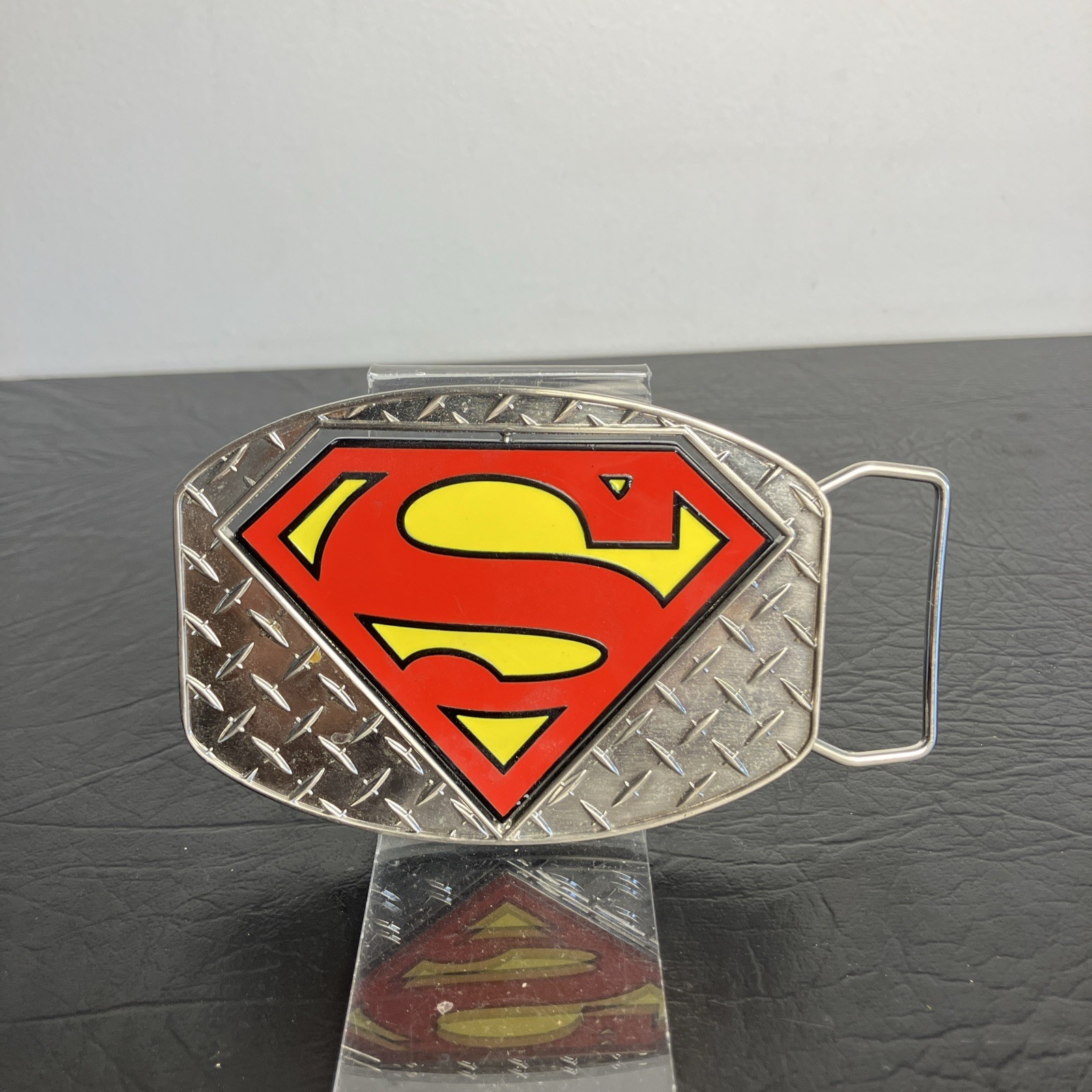 Superman Bizarro Reversible Spin Flip Belt Buckle DC Comics Diamond Plate Metal