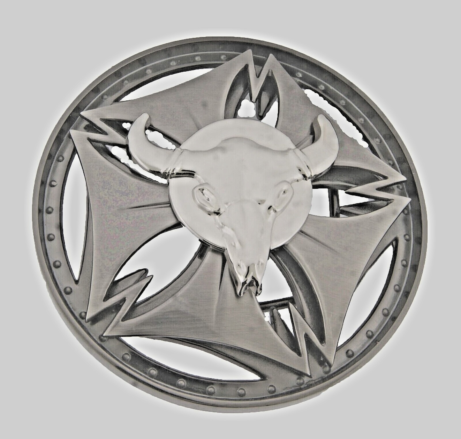 Bull Longhorn Belt Buckles Silver Gunmetal Vintage Spinner Western Cowboy Rodeo