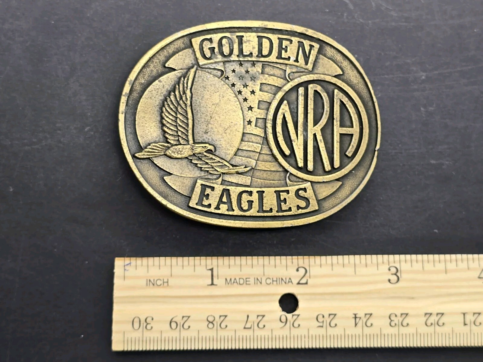 NRA Golden Eagles National Rifle Association Belt Buckle Brass Golden