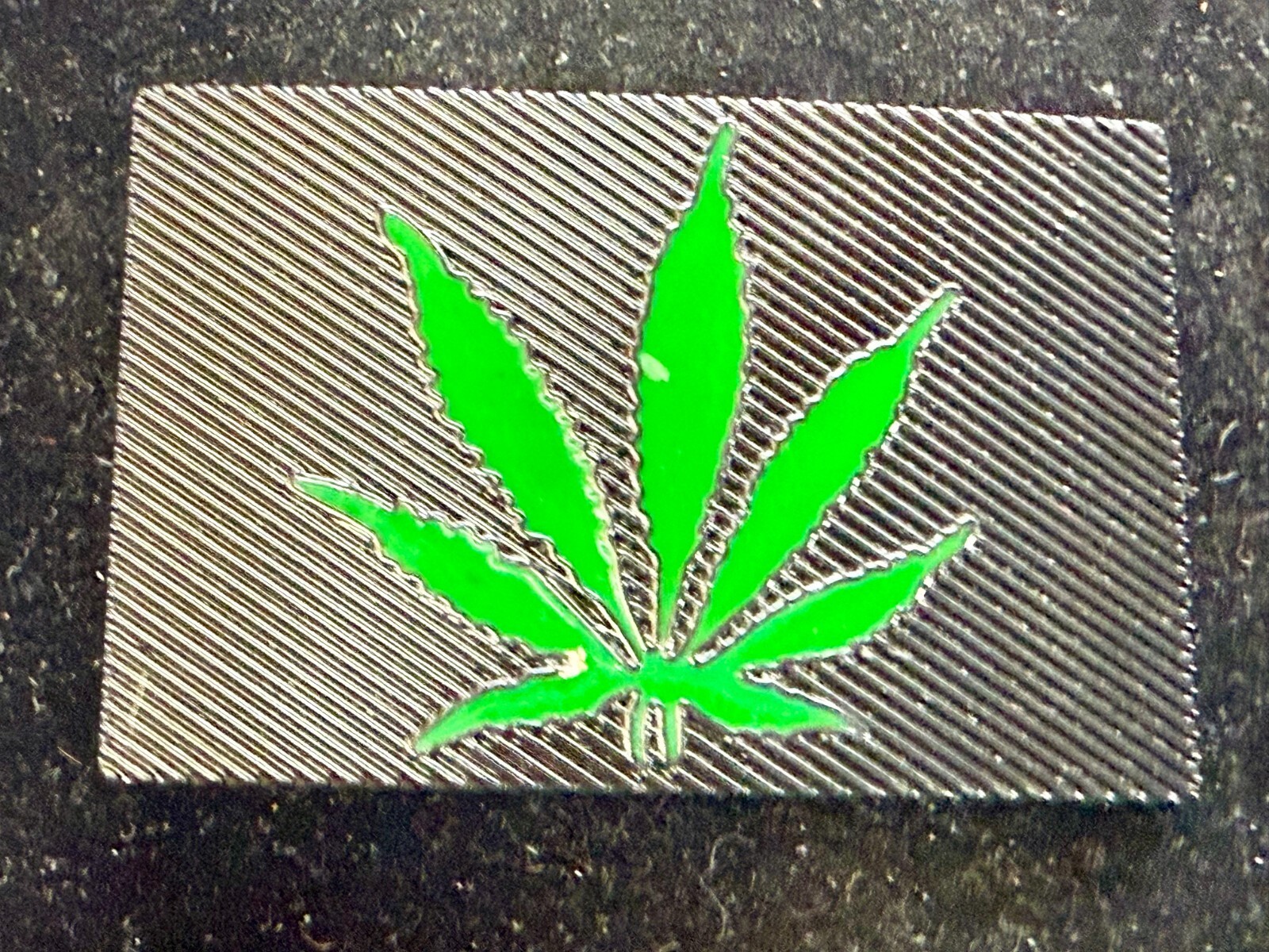 Marijuana Cannabis Weed Pot Leaf Green & Black Color Rectangular Belt Buckle