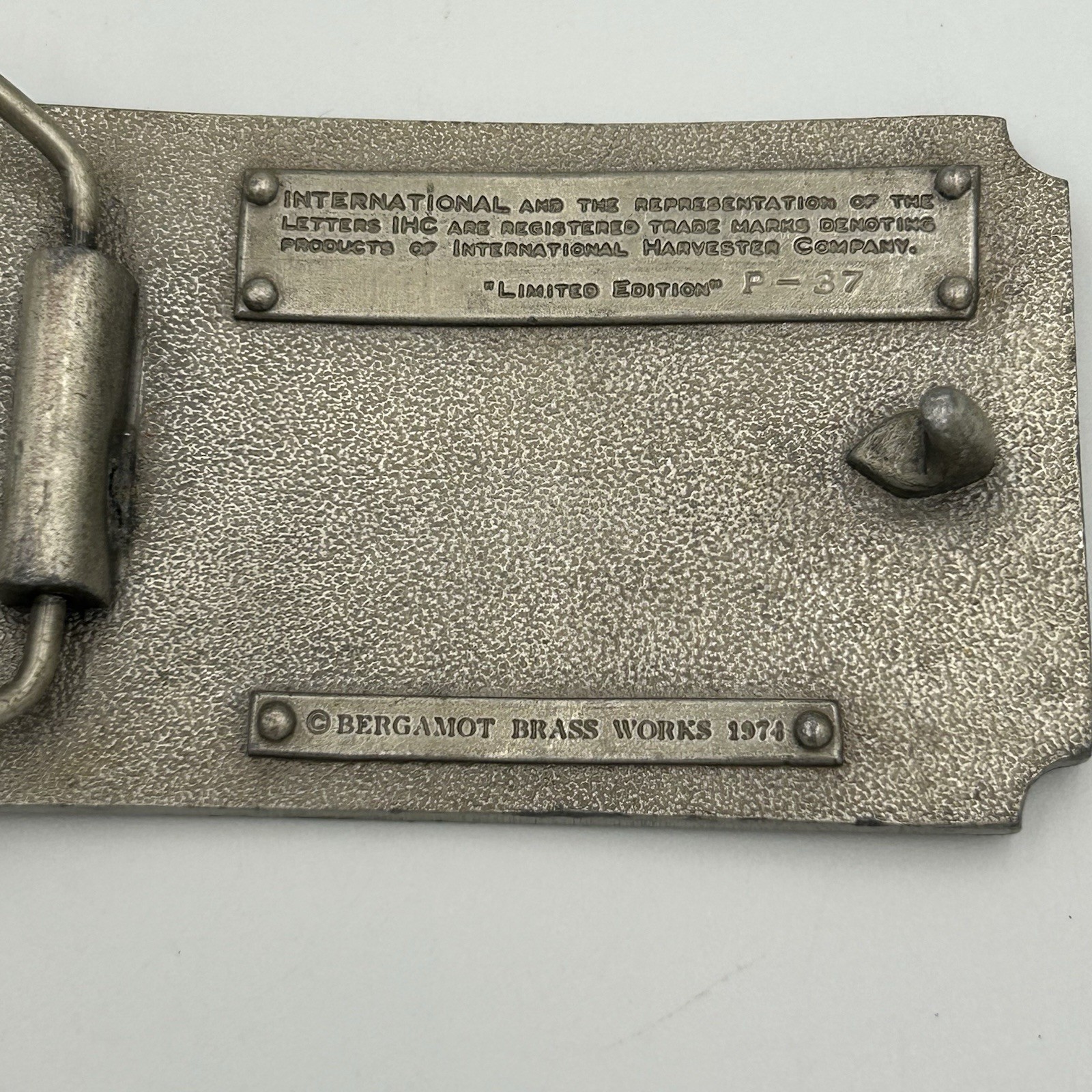 VINTAGE BERGAMOT BRASS WORKS International Auto Wagon 1907-1909 Belt buckle EUC