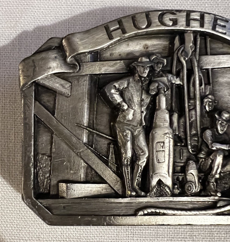 HUGHES TOOL COMPANY OIL DRILLING PEWTER BELT BUCKLE