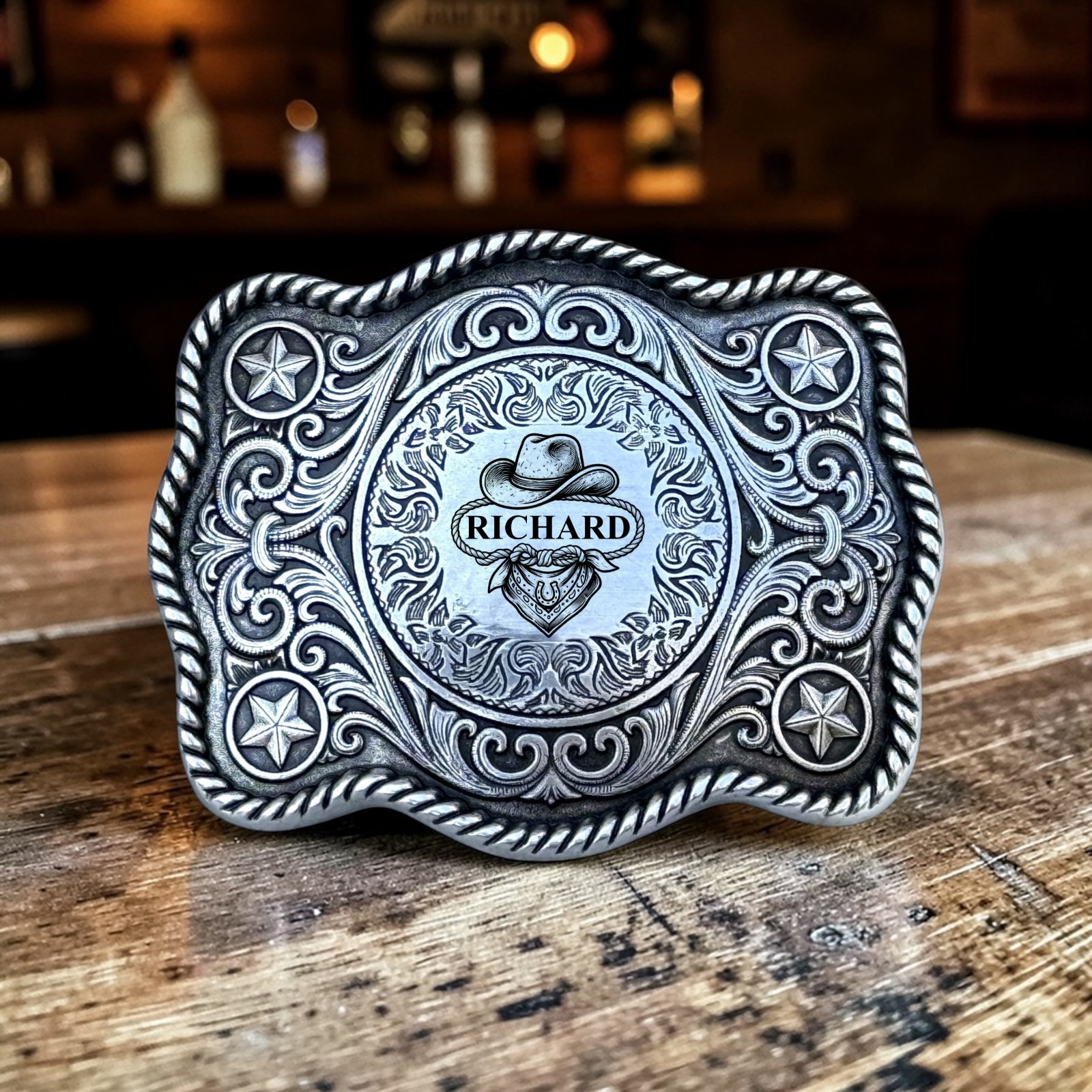 Custom Personalized Belt Buckle Monogrammed Western Buckle for Belts Wide 1.5&Prime;