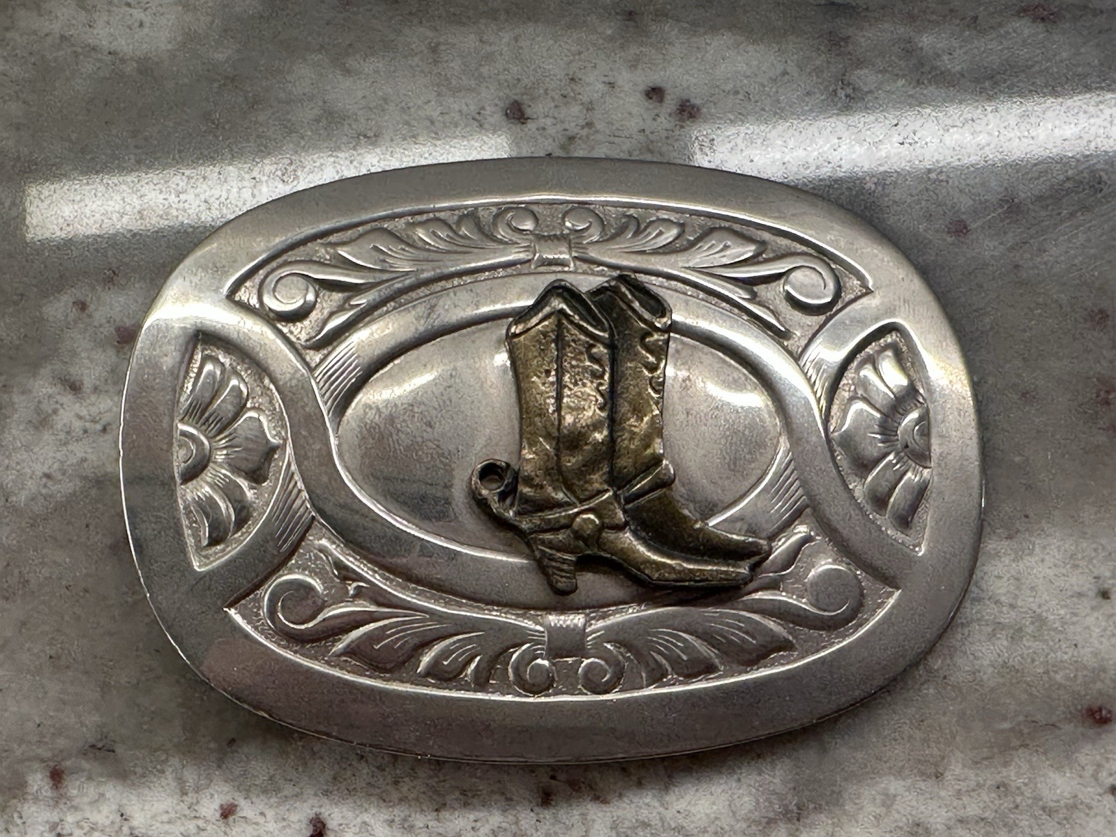 VTG Men&rsquo;s Chamber&rsquo;s Belt Co. Texas Cowboy Boots Metal Western Belt Buckle USA