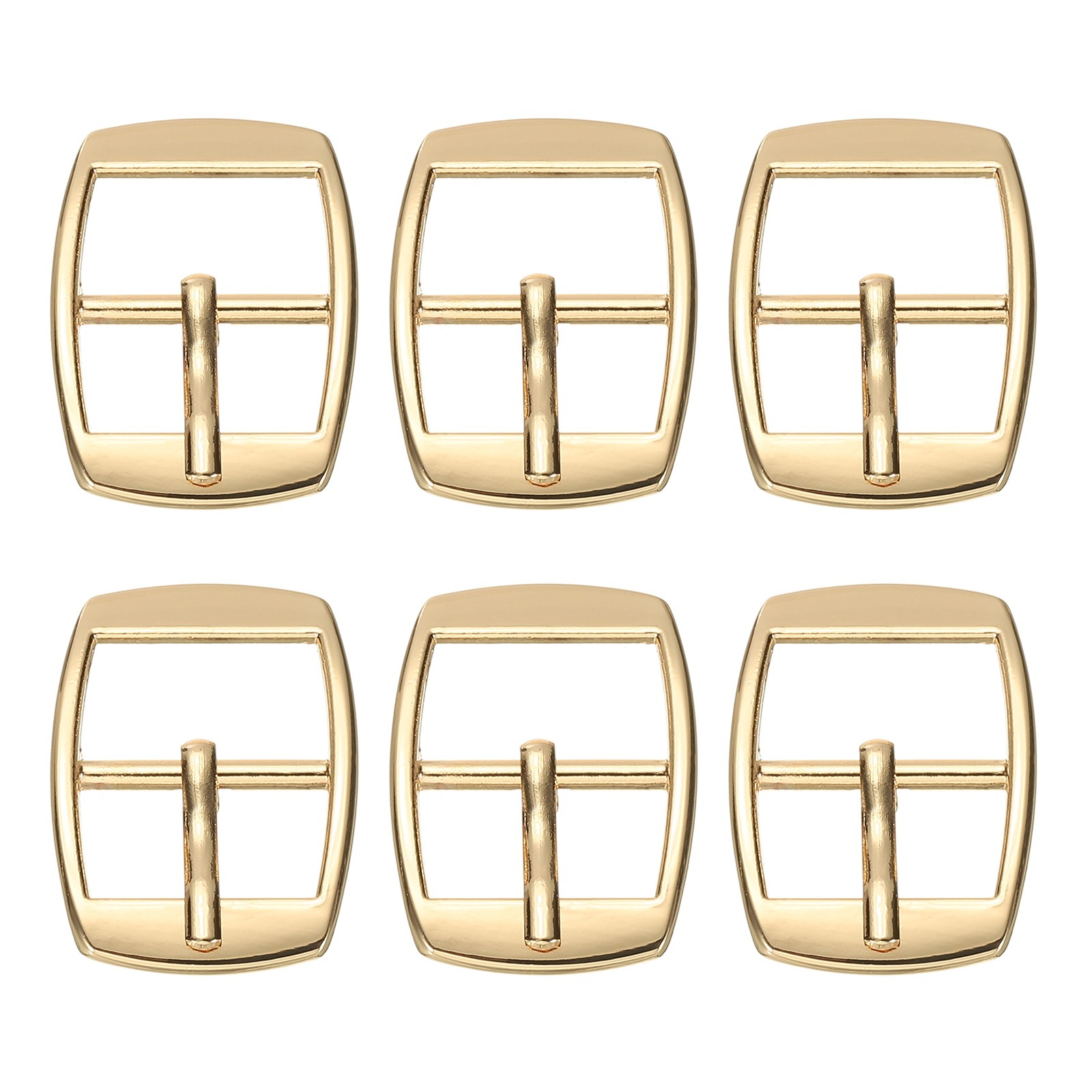 6 Pcs 0.8 Inch Single Prong Buckles Square Center Bar Buckles, Gold Tone