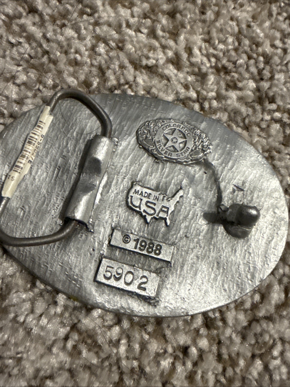 Colorado Silver Star Pewter Belt Buckle Montana 5902 Made In USA